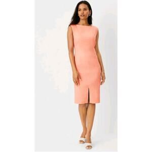 Cute bodycon women's a line midi length linen dress with front kick split 4P